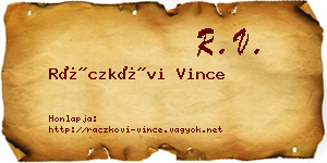 Ráczkövi Vince névjegykártya